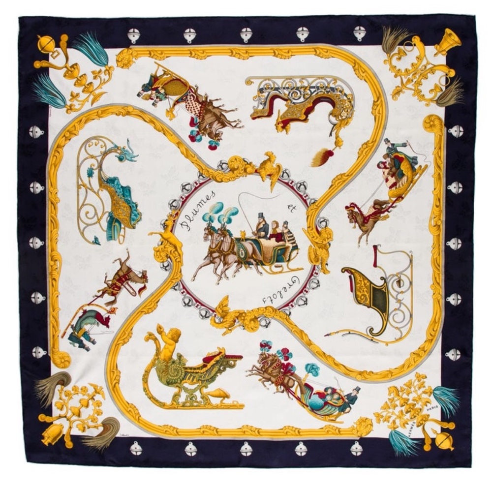 Hermès
Plumes Et Grelots Jacquard Silk Scarf